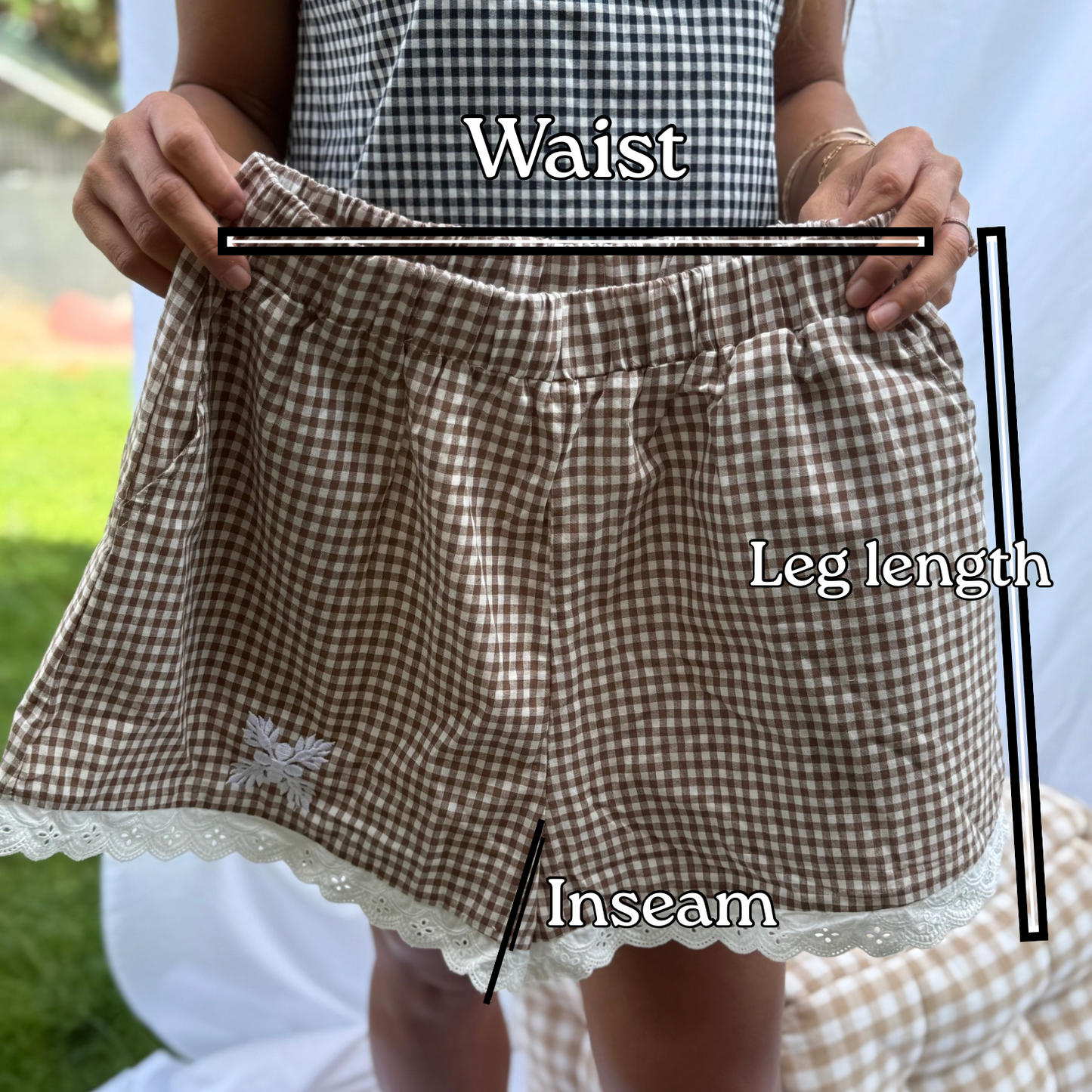 Gingham lace shorts