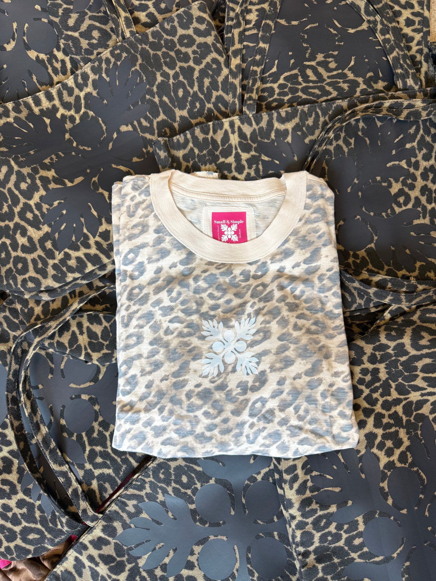 Cream leopard oversized tee