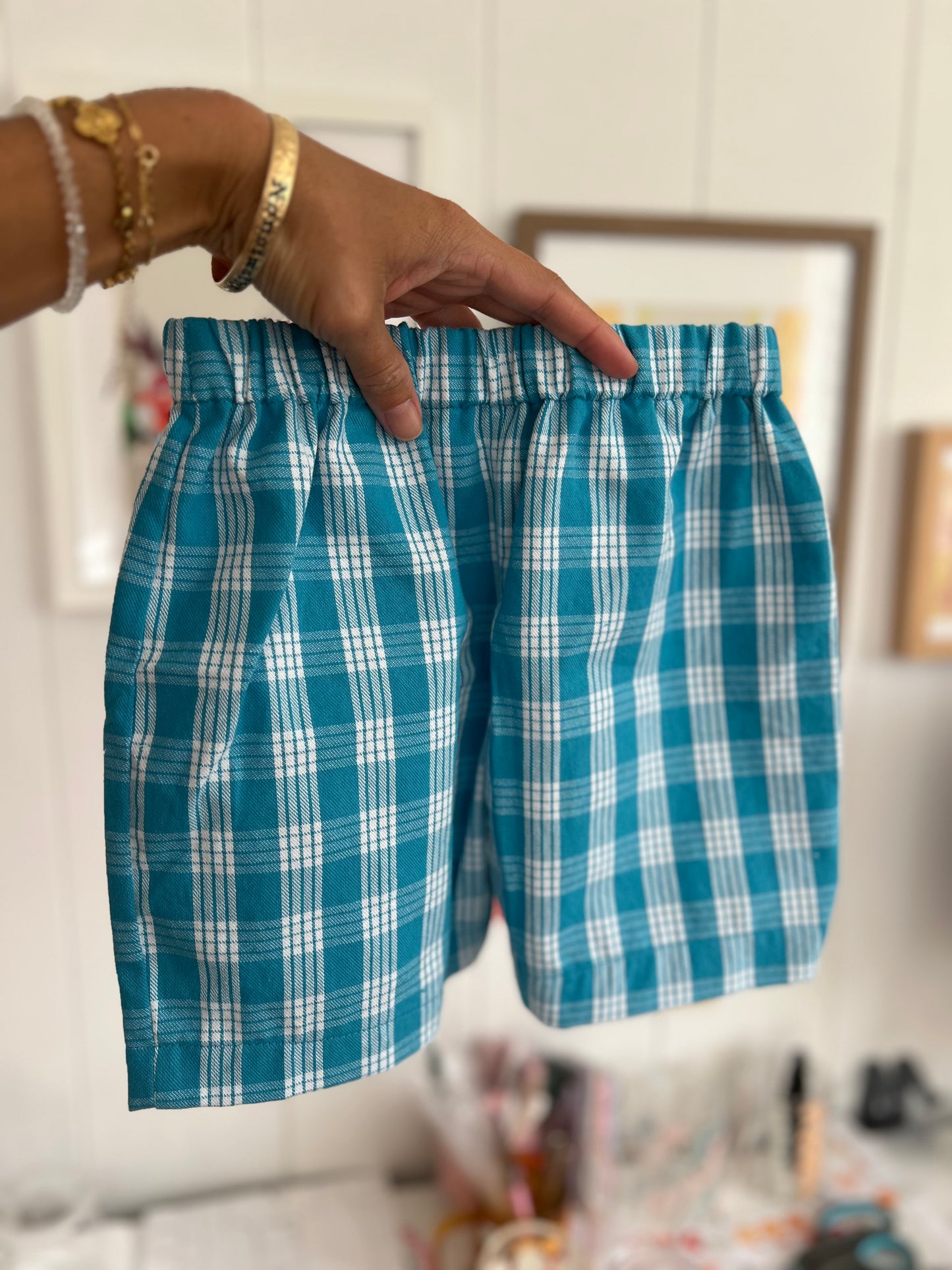 Blue Keiki palaka shorts