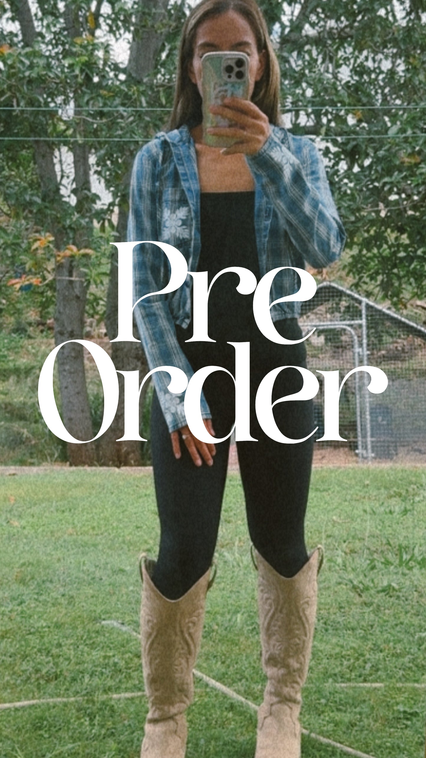 PREORDER denim cropped hoodie