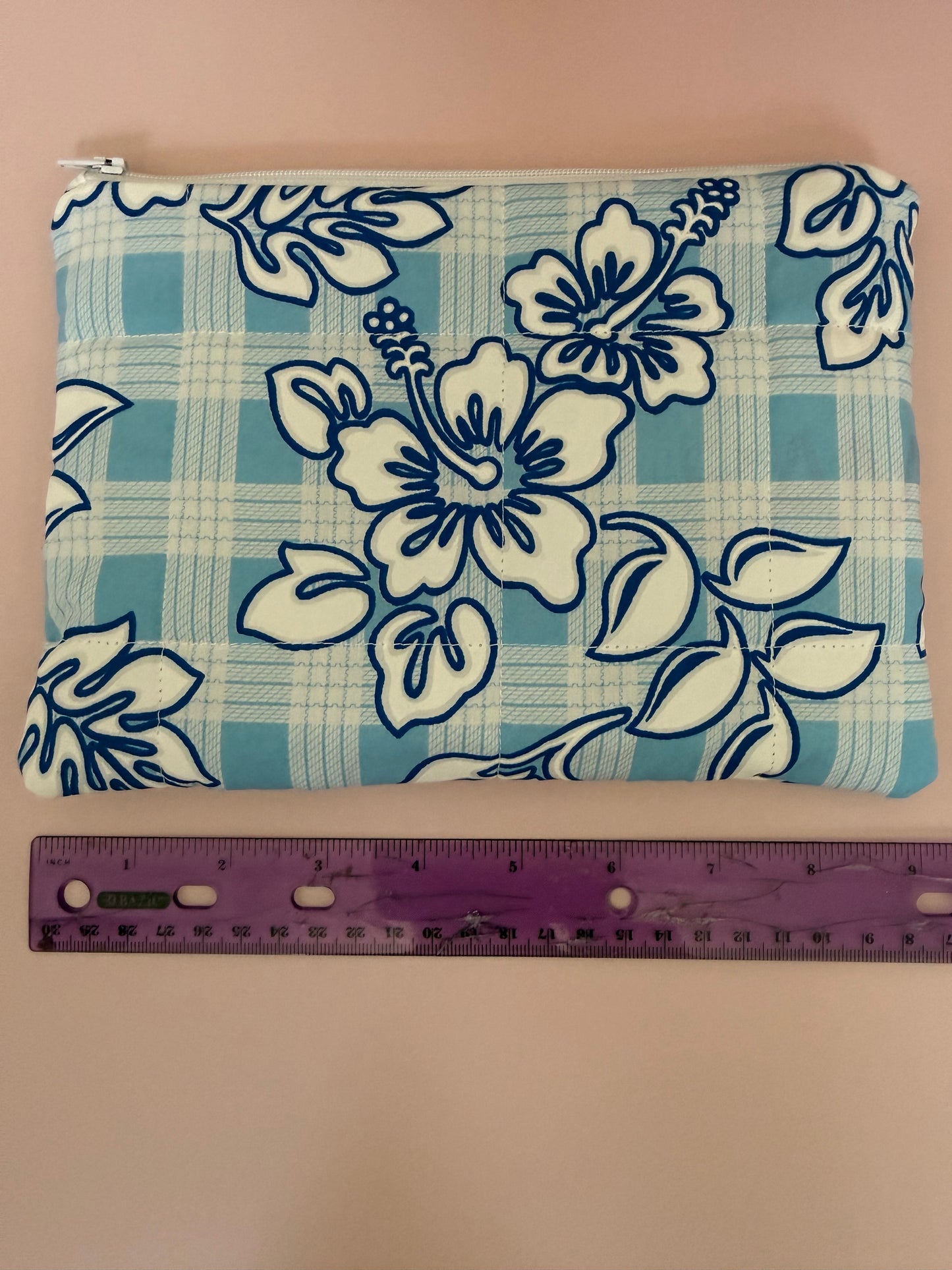 Blue mini quilted pouch