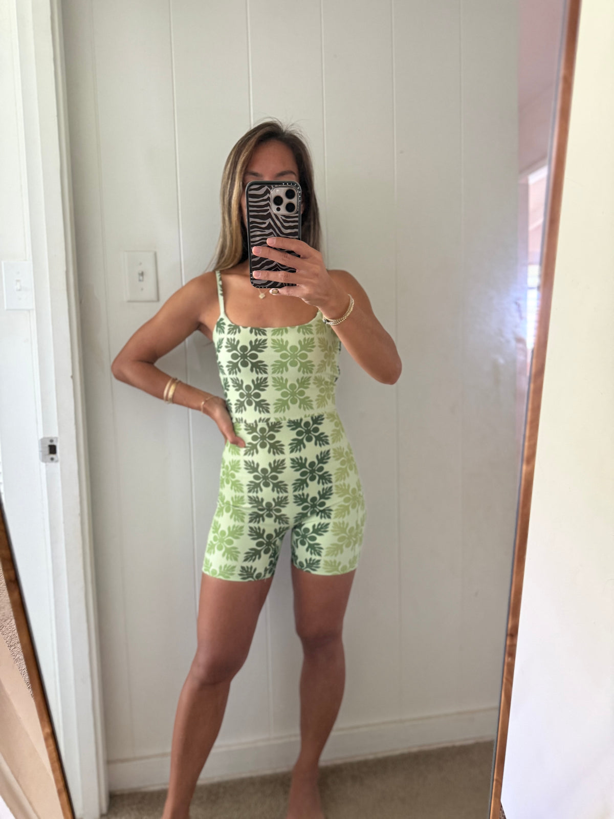 Ribbed green kuiki romper
