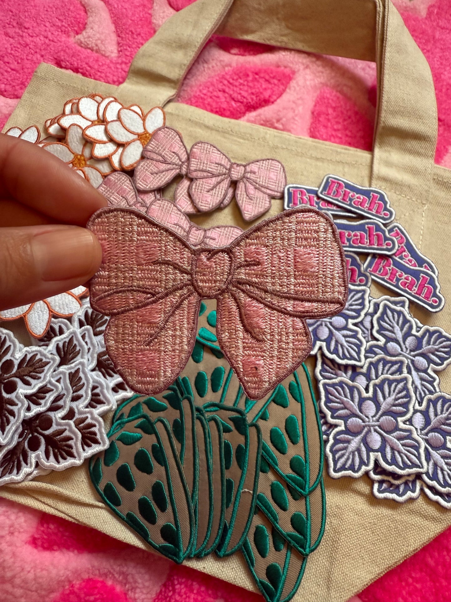 Pink palaka bow patch