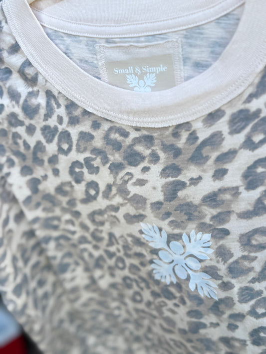 Cream leopard oversized tee