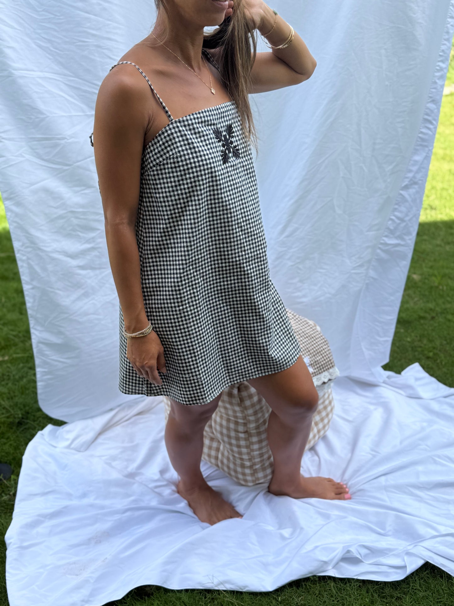 Gingham tie dress