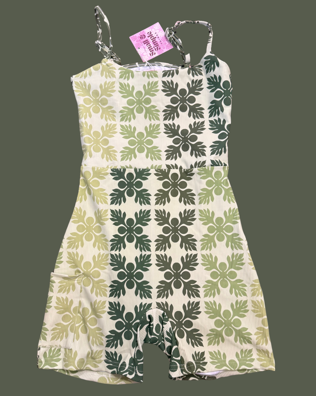 Ribbed green kuiki romper
