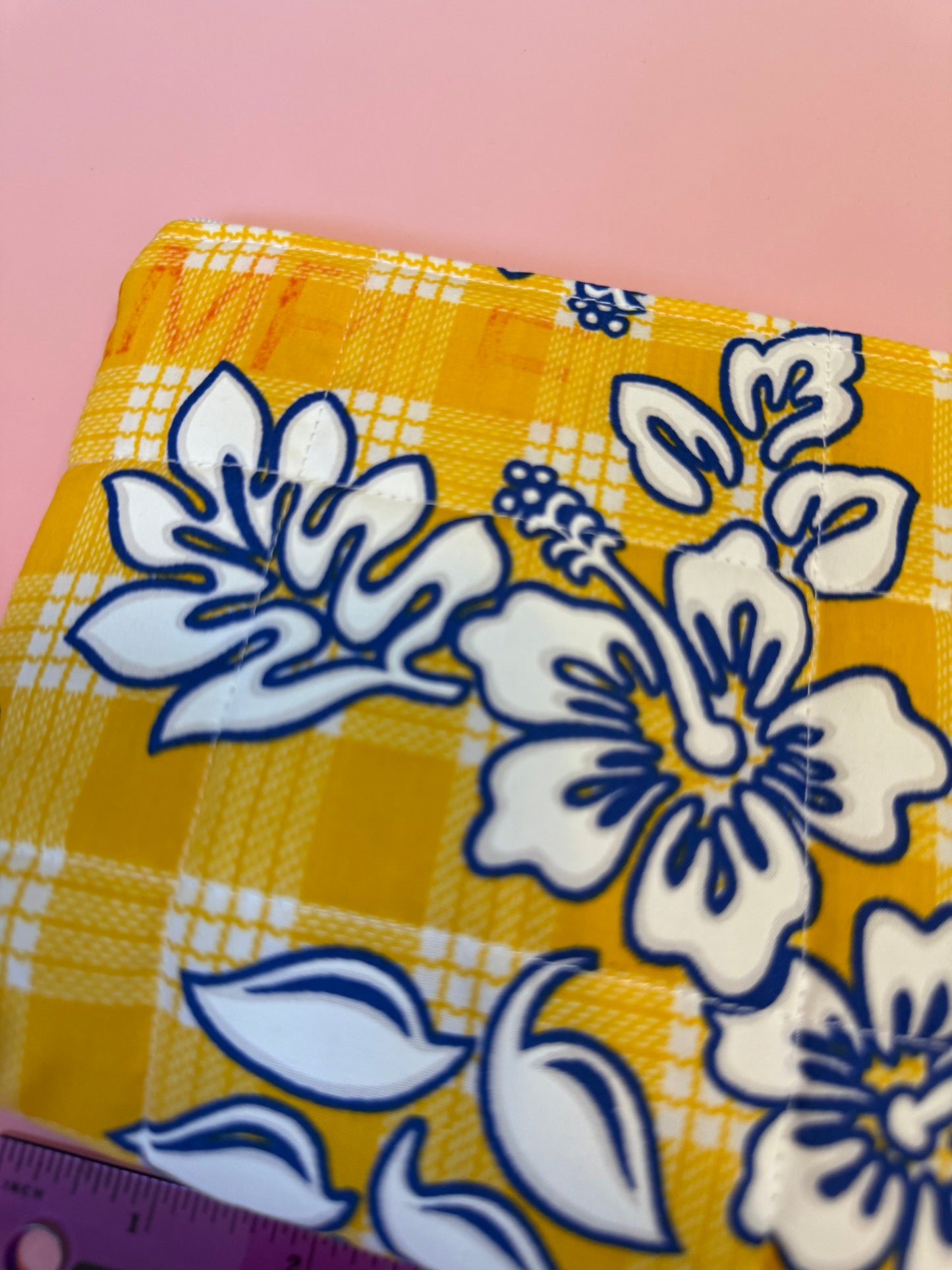 Yellow and blue mini pouch