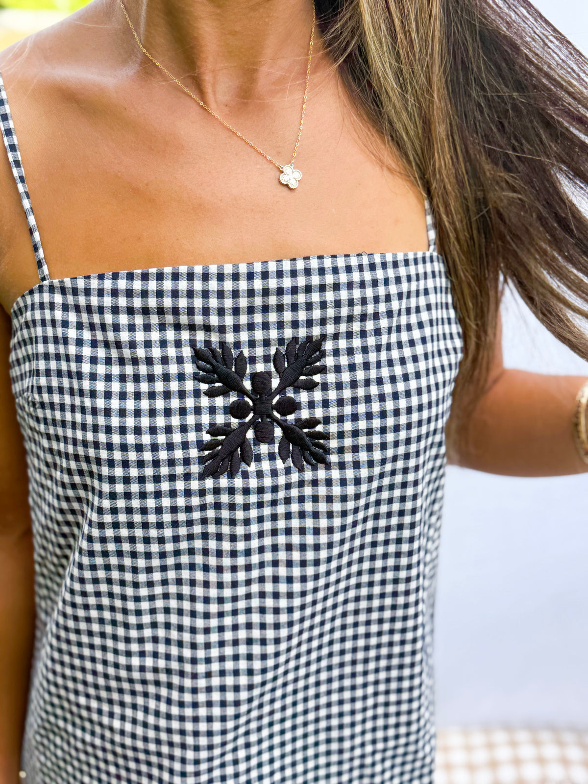 Gingham tie dress
