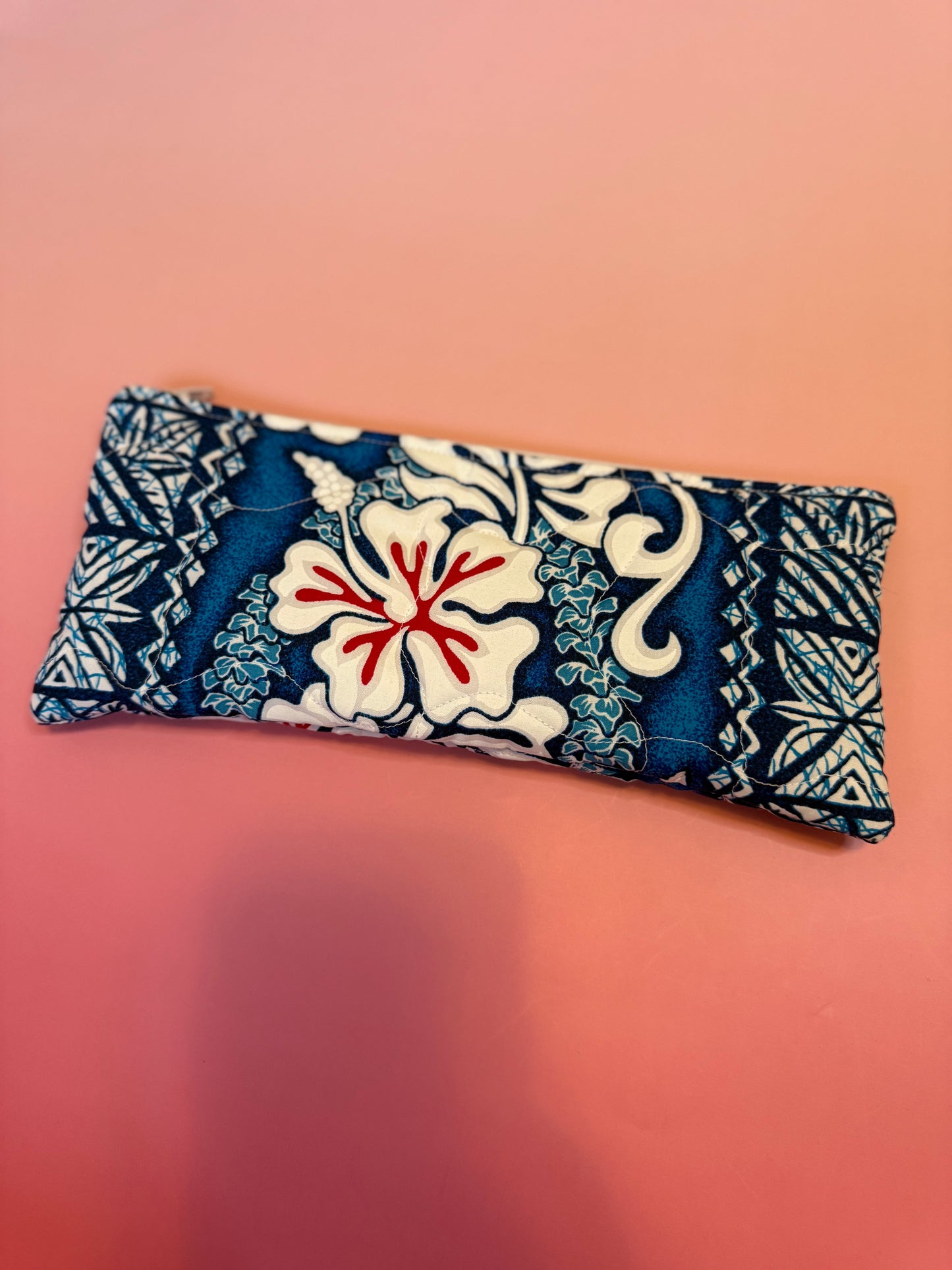 Blue and red pencil pouch