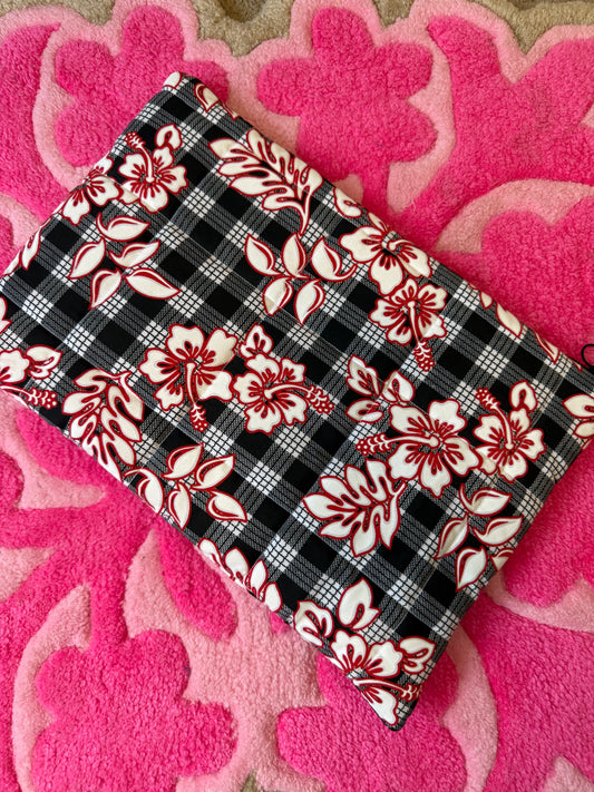 Black & red quilted pouch