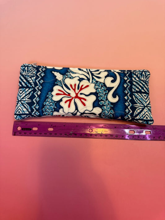 Blue and red pencil pouch