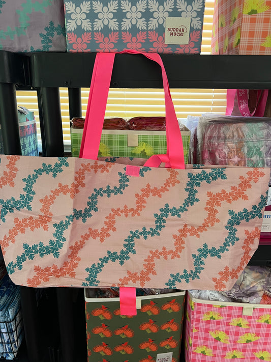 Peach + teal lei kuiki Bebeh bag