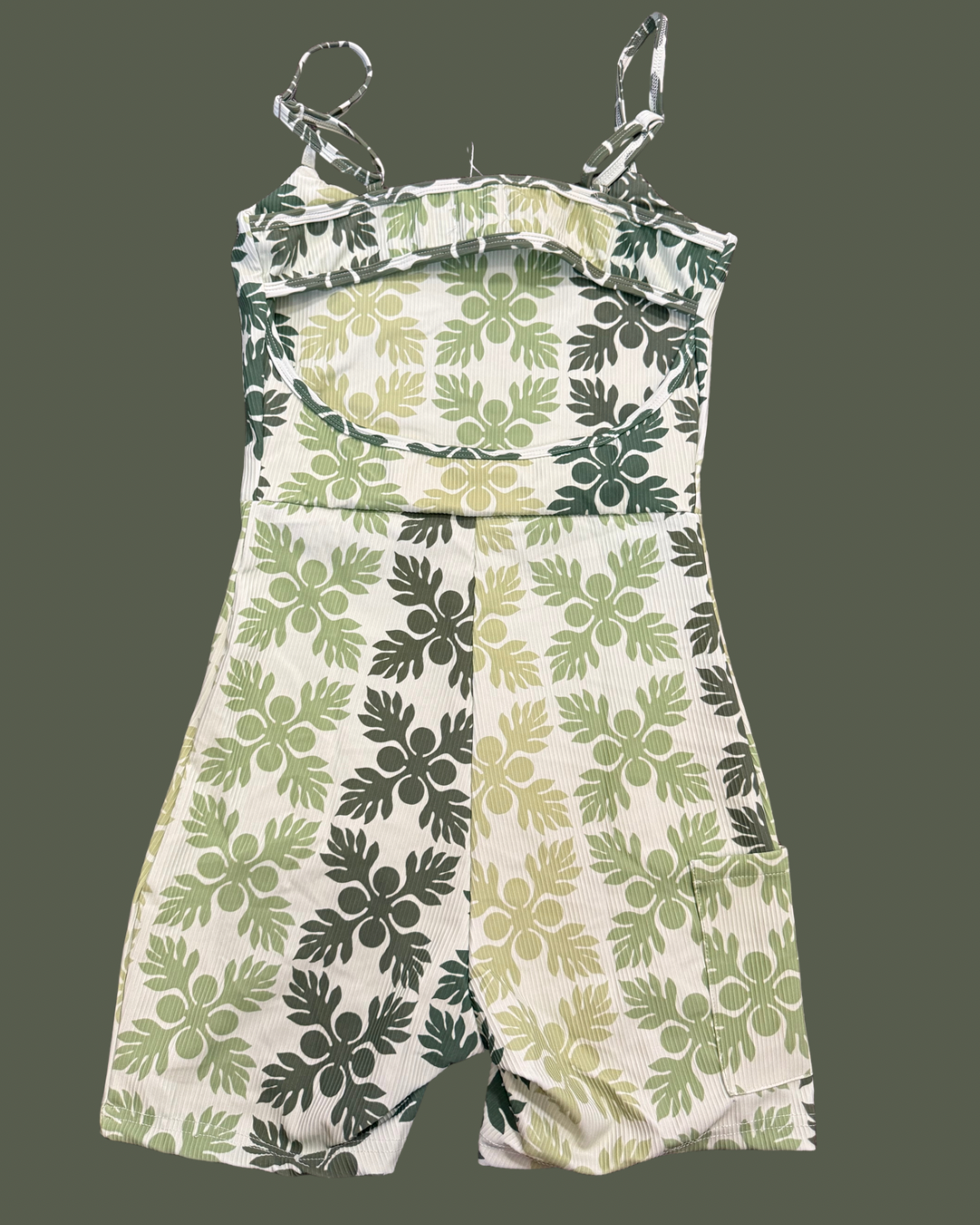 Ribbed green kuiki romper