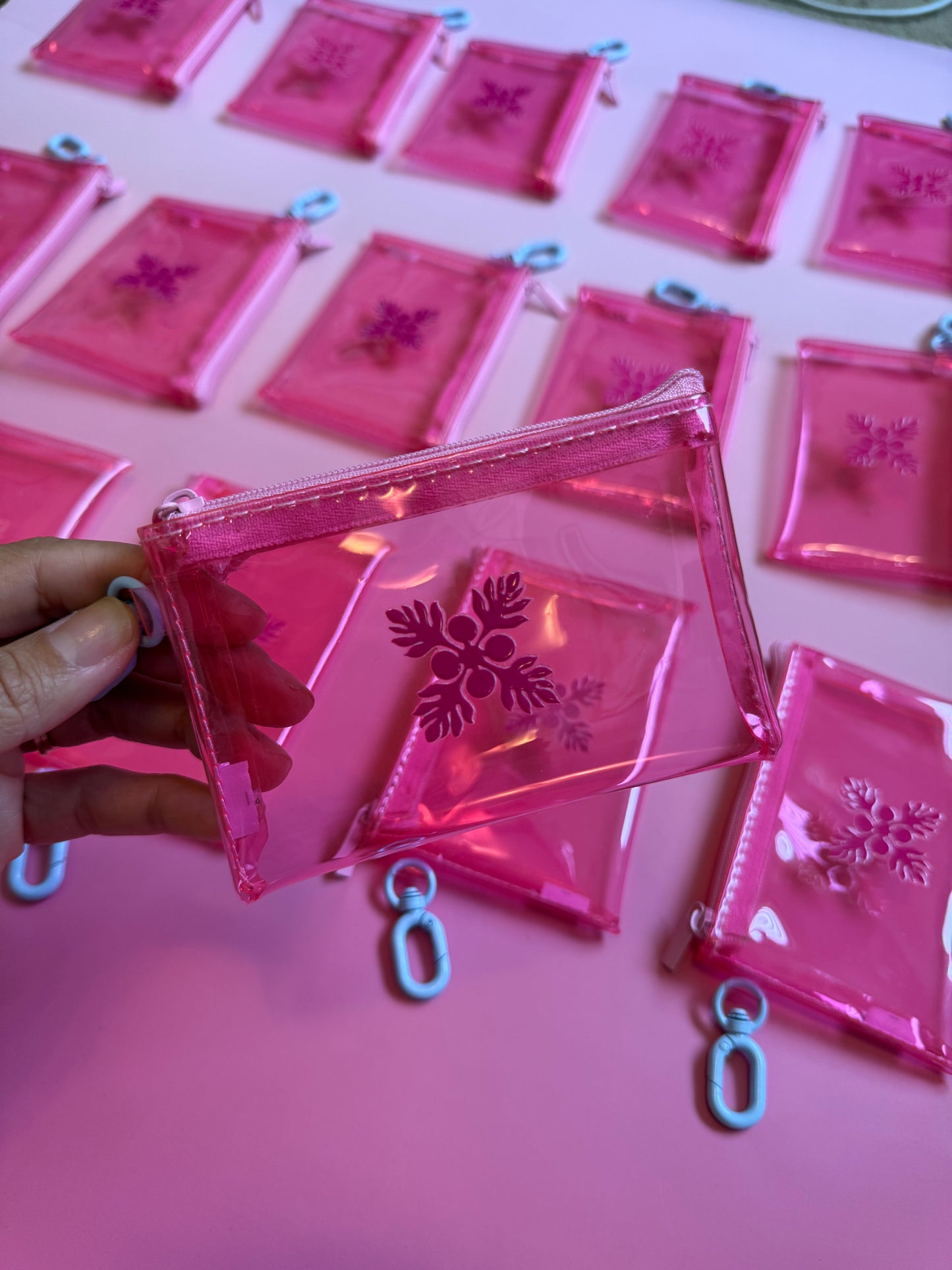 Pink plastic pouch
