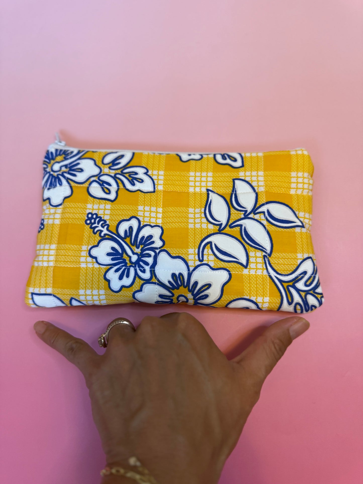 Yellow and blue mini pouch