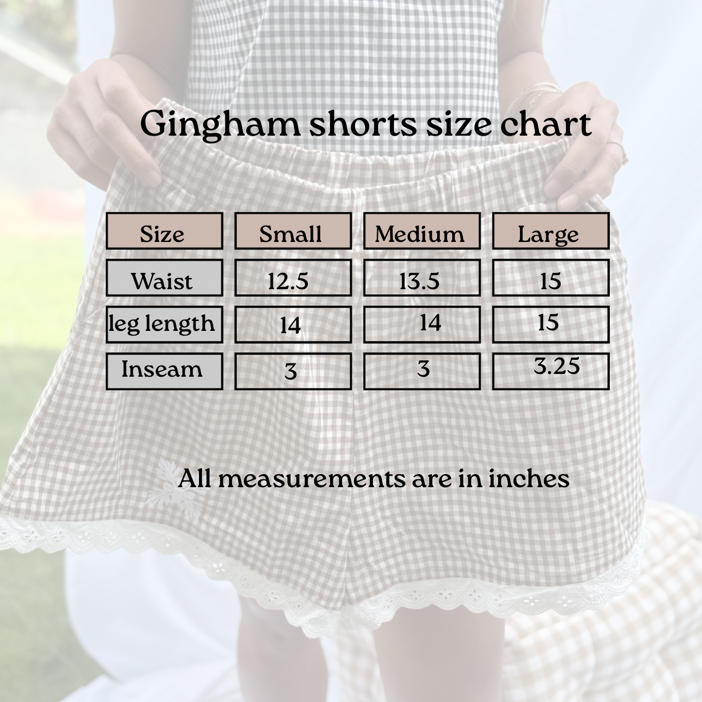 Gingham lace shorts