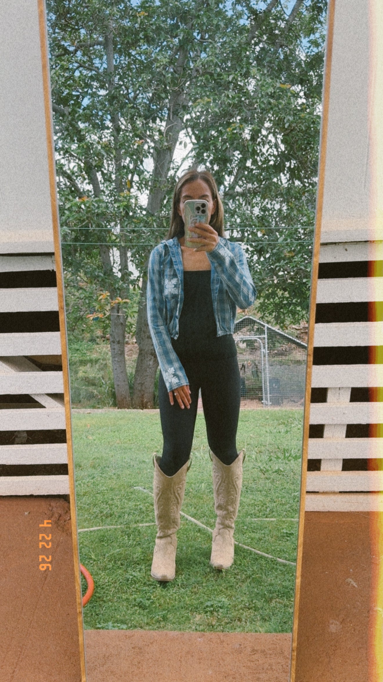 Denim cropped hoodie restock